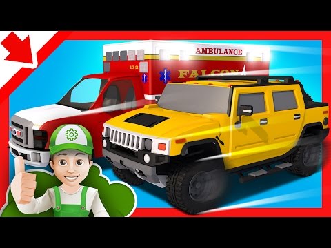 Cartoon for children.  How Handy Andy helps an ambulance car