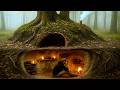 Building a Hidden Shelter Inside a Giant Tree Root | Warm and Cozy Dugout. Bushcraft Survival