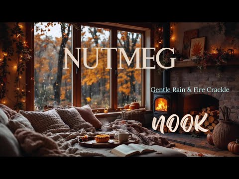 Cozy Autumn Vibes at Nutmeg Nook | Soft Rain & Crackling Fireplace