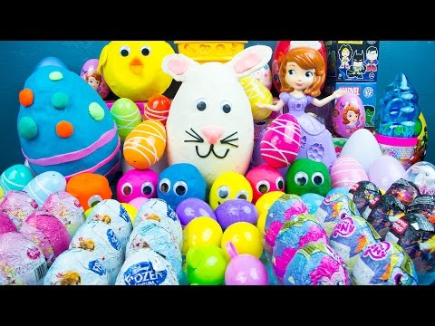75 SURPRISE EGGS! Play-Doh My Little Pony Disney Princess Toys Frozen Big Hero 6 Kinder Playtime Video