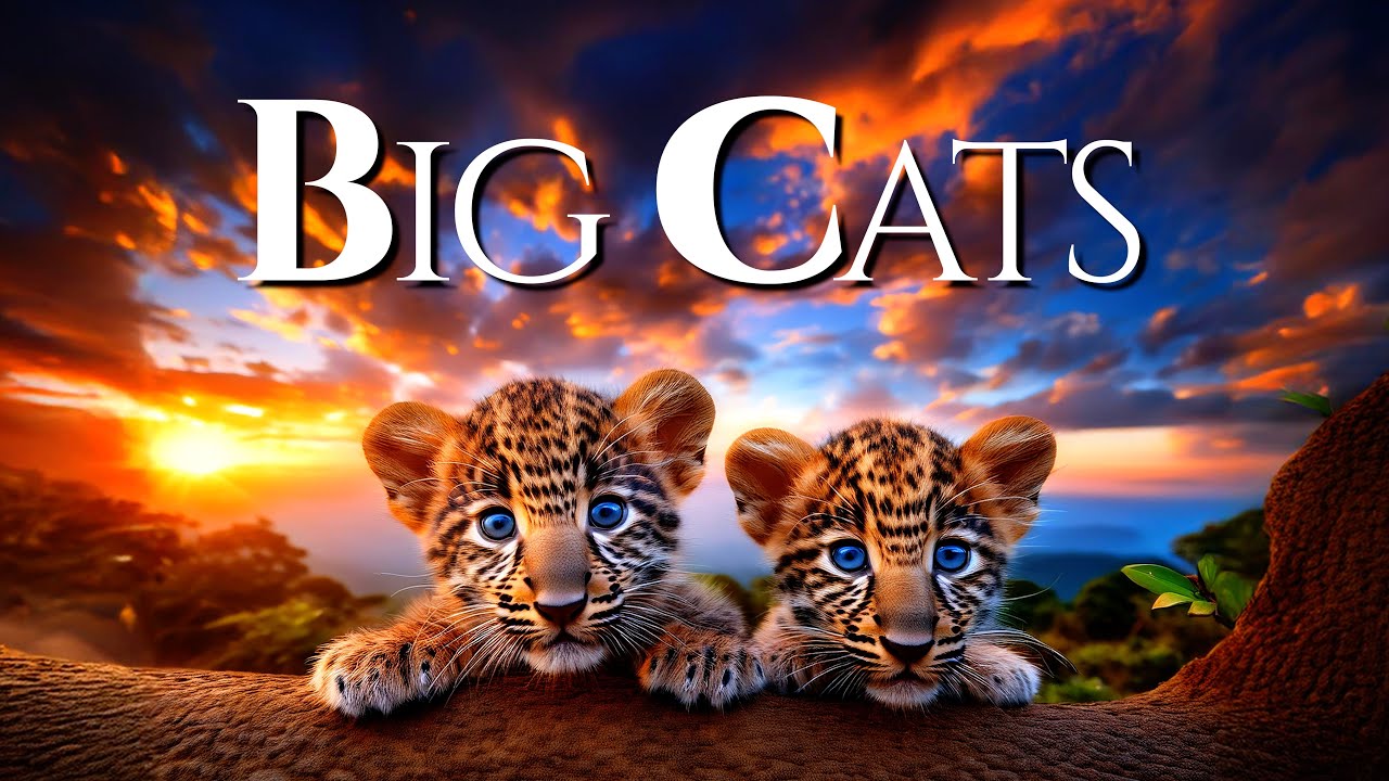Big, Beautiful Cats! | Peaceful 4K images of lions, tigers, cheetahs, leopards with peaceful music!