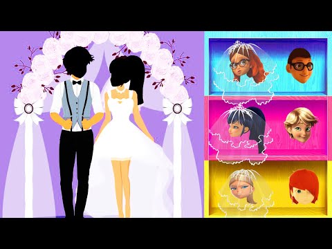 Wrong Wedding Ladybug & Cat Noir Marinette &Adrien Couple in Love Miraculous Wrong Puzzles Transform