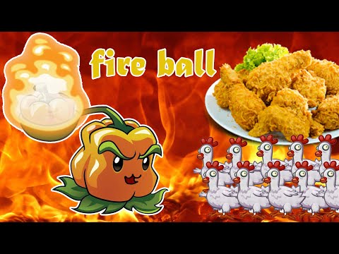 McDonald's chicken,Plants Vs Zombies 2 fire ball,Pepper-pult Max Level VS 100 Zombie Chicken.