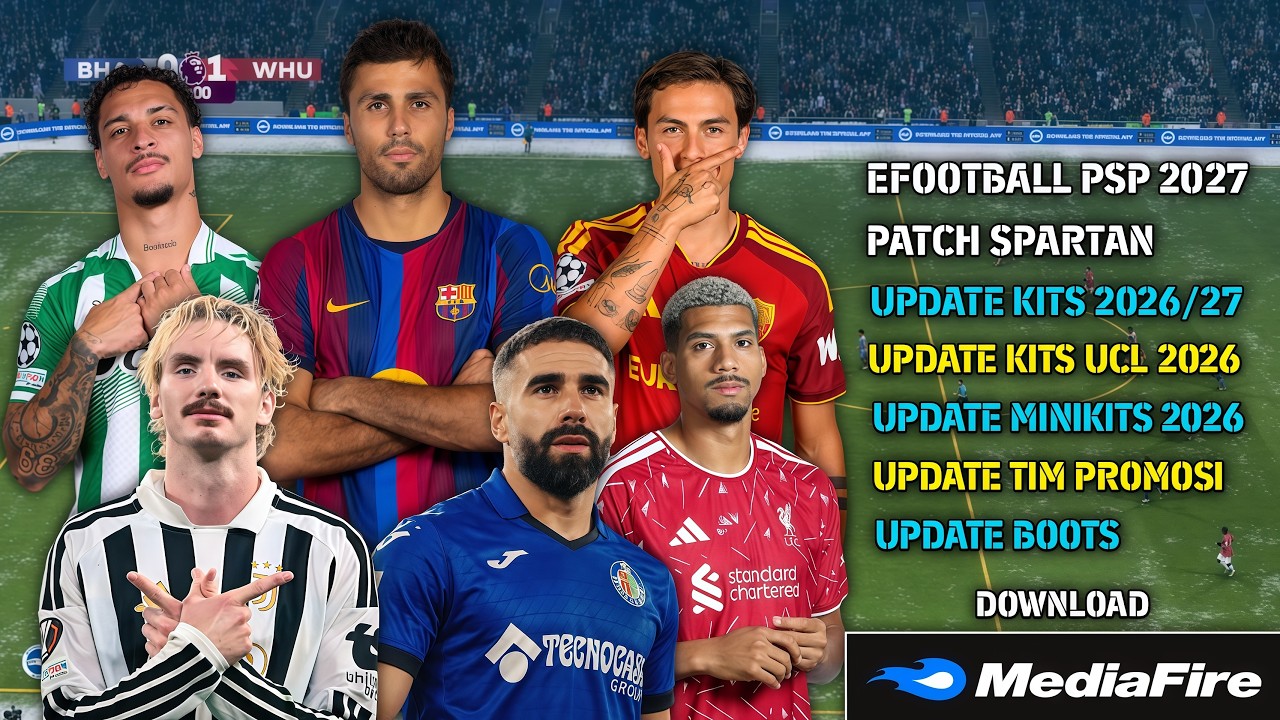 eFootball 26 PPSSPP Update Transfer 2026 Terupdate, New Real Face, Update Kits Ucl 2026
