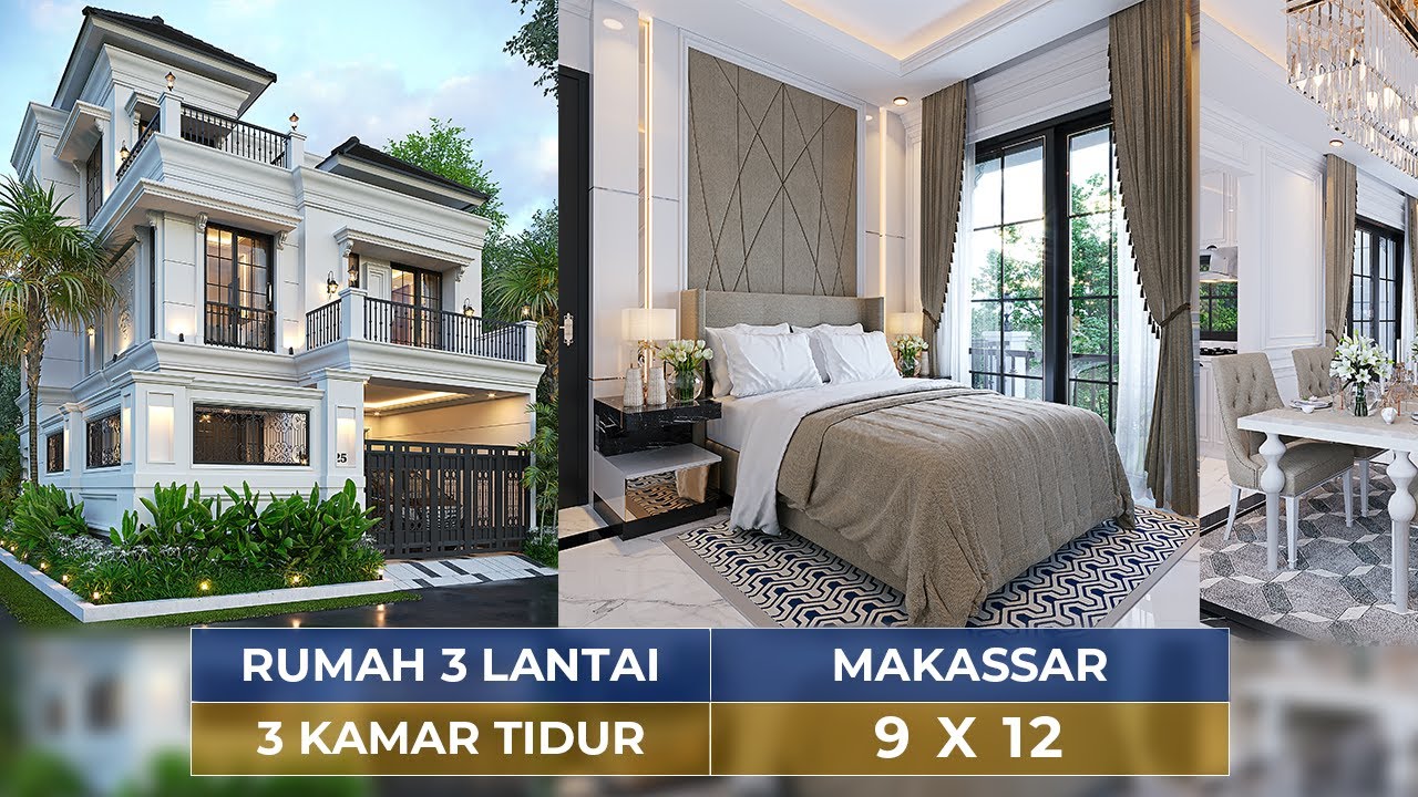 Video 3D Mr. IFN 1500 Classic Modern House 3 Floors Design - Makassar