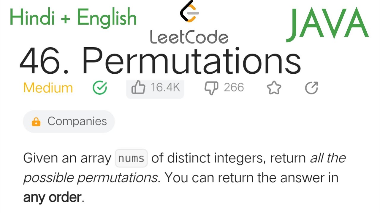 46. Permutations #leetcode using JAVA | Easy solution using BACKTRACKING | #interviewquestions