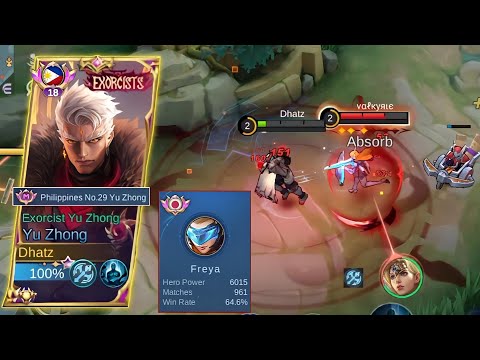 MAIN FREYA CANT REACT TO THIS 1 HIT COMBO BUILD! | YU ZHONG TOP GLOBAL - MLBB