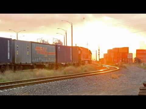 Dynon Freight Yards and the rising sun - Pacific National Freight Train in Australia