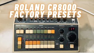 Video thumbnail for Roland CR 8000 Factory Presets Demo (no talking) by Nicolas Melis
