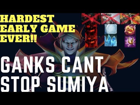 Ganks can't stop SUMIYA invoker. Hardest early game ever! 3V1 mid lane! Dota 2 7.07 Highlights