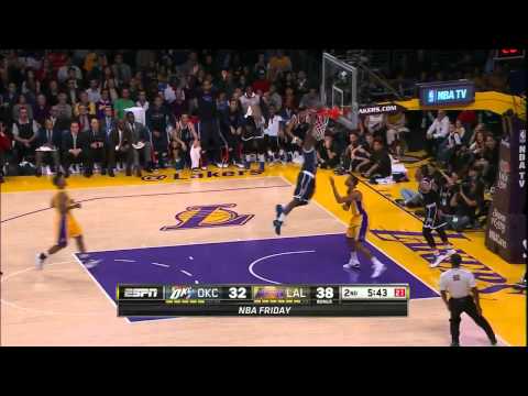 Russell Westbrook behind-the-back pass to Reggie Jackson | Thunder vs Lakers | December 19, 2014