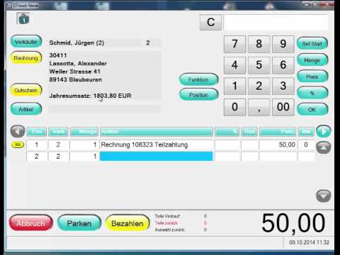 Rechnungen des Kunden und Jahresumsatz an der DdD Cowis pos  / DdD COWIS – Warenwirtschaft