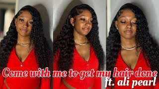 Come with me to get my deep wave hair done! | Easy to install | Pre-plucked | ft. Alipearl Hair