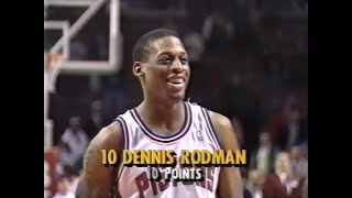Dennis Rodman Offensive Highlights vs. Magic (10 Points, 22 Rebounds, 3 3-Pointers)