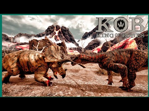 DOS HERBIVOROS FEROCES DINOSAURIO TRICERATOPS VS IGUANODON BATALLA EN KING OF BONES