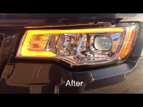 Eagle Eyes Projector Headlights (Halogen Type) w/ Switchback LED Strip on a 2017 Jeep Grand Cherokee