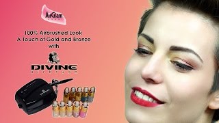 Divine Airbrush Makeup: Easy Summer Gold & Bronze eyeshadow tutorial / Trucco Aerografo Occhi Facile