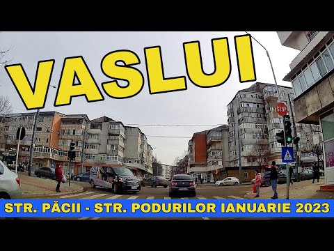 Orasul VASLUI zona Garii str Pacii Scoala 8 Alexandra Nechita - str Podurilor video 4K ianuarie 2023
