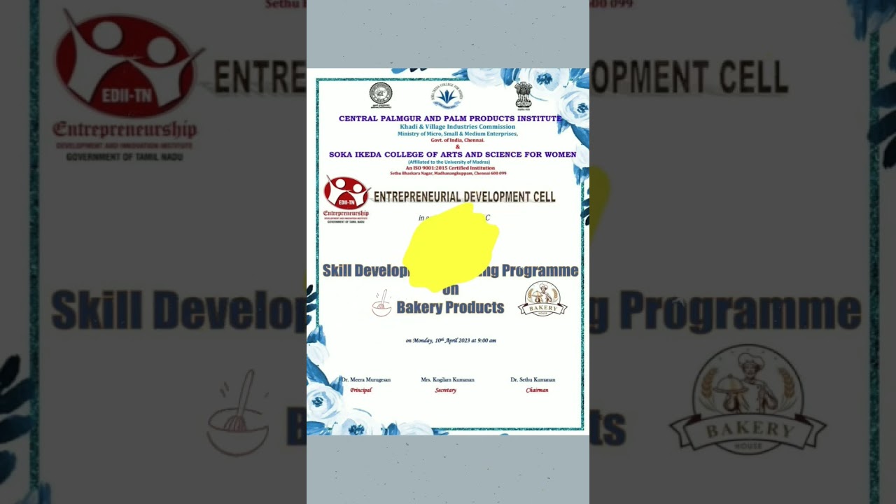 Skill Development Training Programme | Bakery Products | Soka Ikeda College | Chennai