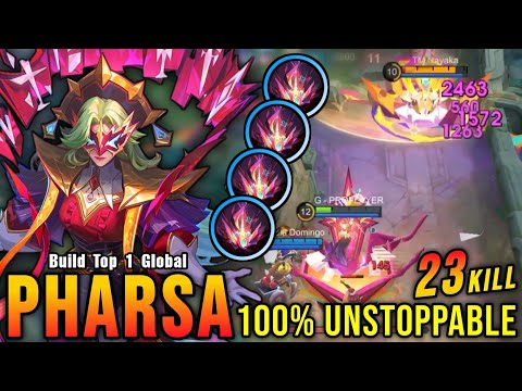 23 Kills No Death!! Pharsa Unstoppable Midlaner!! - Build Top 1 Global Pharsa ~ MLBB