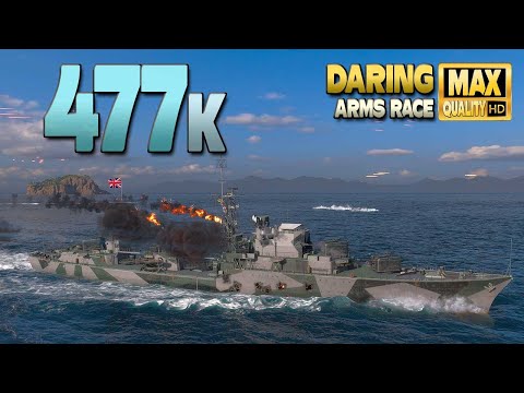 Destroyer Daring with insane 476k damage in Arms race - World of Warships