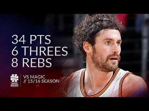 Kevin Love 34 pts 6 threes 8 rebs vs Magic 15/16 season