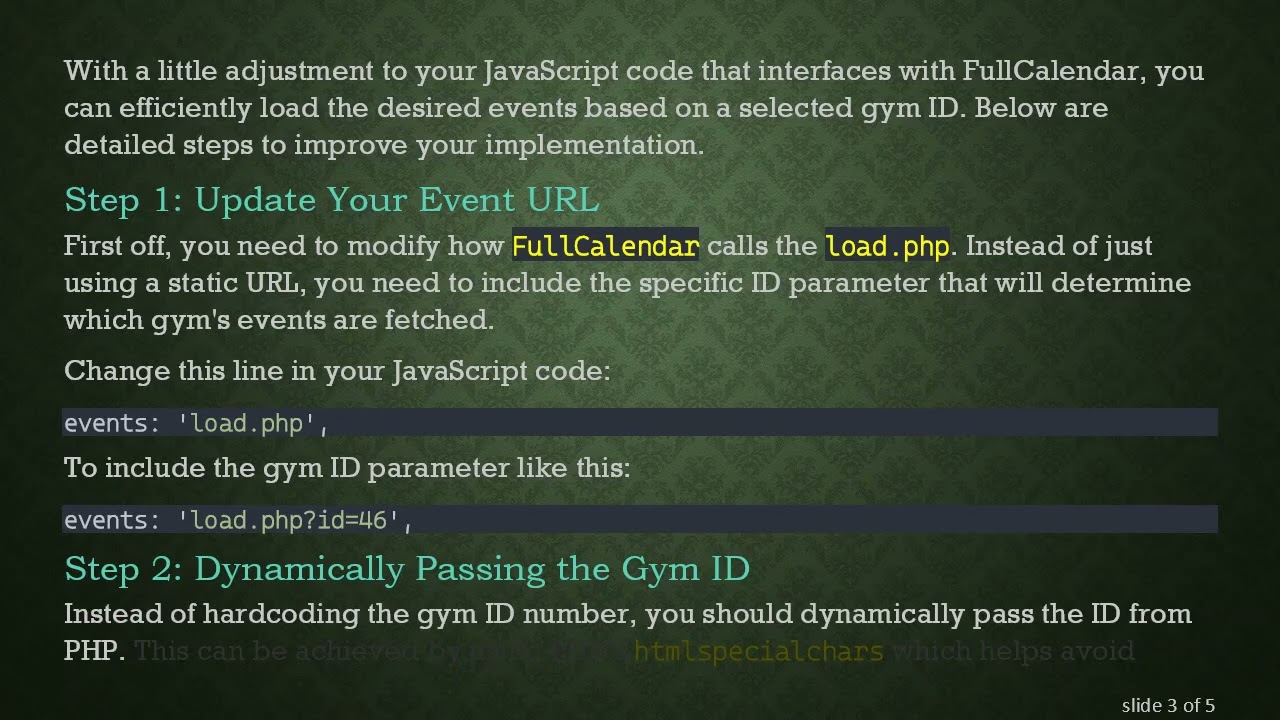 Solving the FullCalendar Issue: How to Properly Load Events with PHP and jQuery