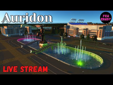 Building a Custom Fountain Plaza in Cities Skylines! | Auridon LIVE