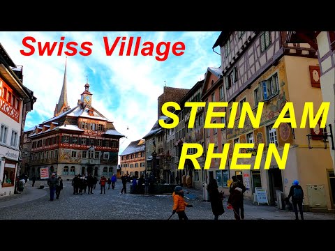 Stein Am Rhein Suíça 4K | Um passeio pela Old Town Road
