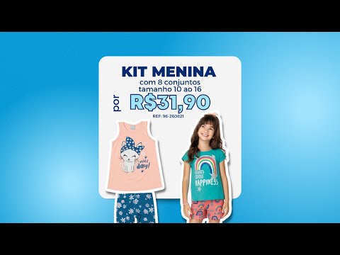KIT P/ REVENDA - REF: 96-260821 - R$31,90 CADA PEÇA -MENINA VERÃO - TAM 10 AO 16 COM 8 CONJ - MALWEE