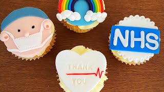 Easy cupcake decoration video  Thank You NHS appreciation key-worker cupcake topper step by step