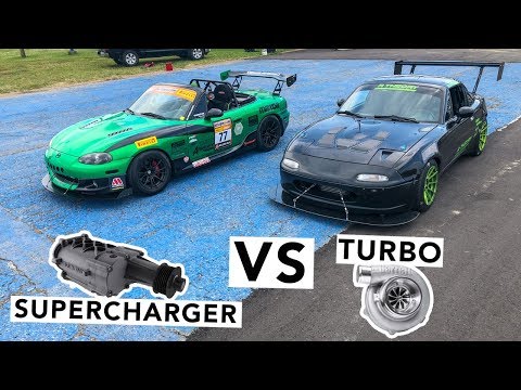 Supercharged Miata VS Turbo Miata Track Battle