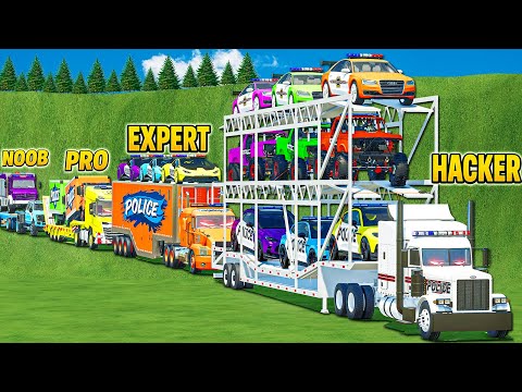 NOOB VS PRO VS EXPERT VS HACKER TRANSPORT BATTLE! FARMING SIMULATOR 25