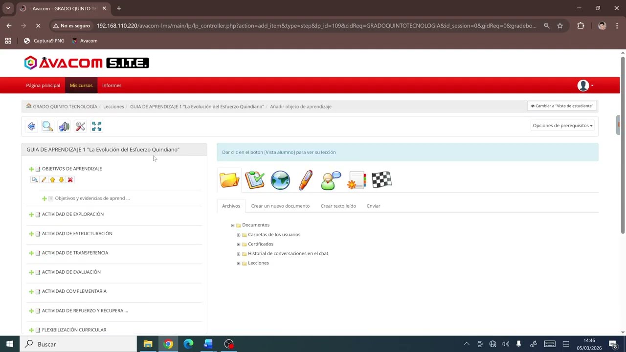 9 Paso Cómo agregar contenido a las lecciones en la Plataforma Avacom
