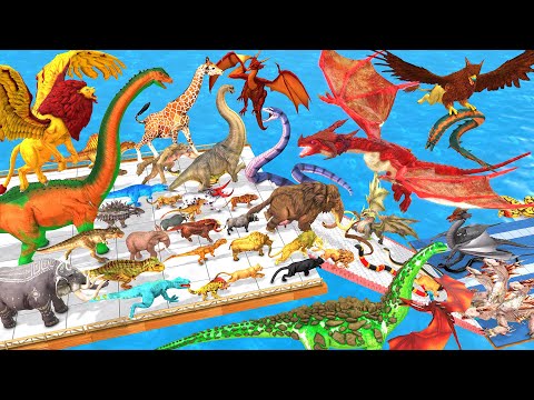 Which Animals + Dinosaurs vs Reptiles + Dragons - The Giant 1 vs 1 - Animal Revolt Battle Simulator