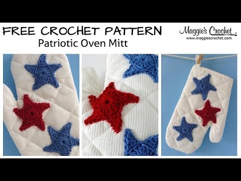 Patriotic Oven Mitt Free Crochet Pattern - Right Handed