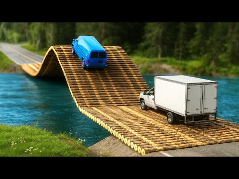 Cars vs Ramp Bridge Challenge in BeamNG Drive!