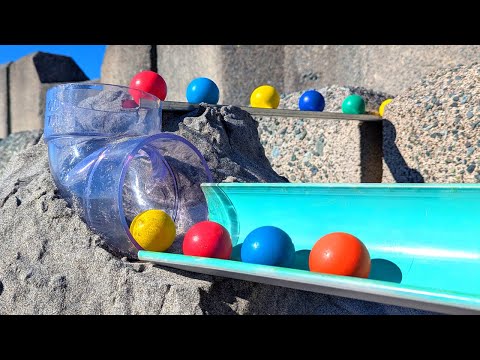 Marble Run Sandy Beach ☆ Natural Objects & Handmade Gimmicks Course