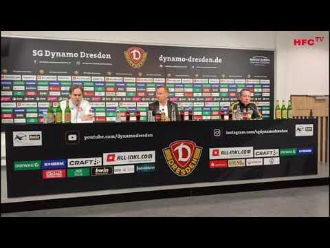 34. Spieltag 2020/21: SG Dynamo Dresden - Hallescher FC | Pressekonferenz nach dem Spiel
