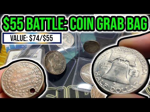 RARE SILVER!! $55 KSNumismatics Grab Bag Unboxing - Instagram Loot Box Battle vs. @Silverpicker