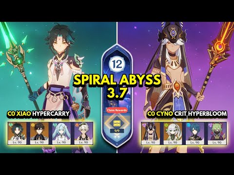 C0 Xiao Hypercarry & C0 Cyno Hyperbloom | Spiral Abyss 3.7 Floor 12 9 Stars | Genshin Impact 3.7