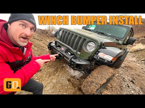 Stock Bumper Removal & Rugged Ridge Arcus Bumper & Warn Winch Install on JL Jeep Wrangler Rubicon