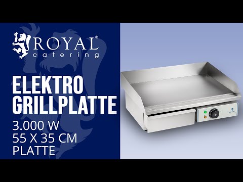 Video - B-Ware Elektro Grillplatte - 55 cm - glatt - 1 x 3.000 W