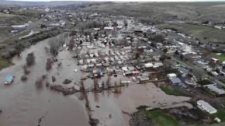 Drone Footage of Pendleton, OR Flooding - Feb. 7, 2020