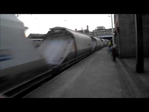 DB Schenker 66131 Passes through Keighley on a Stone Train - 03/04/13