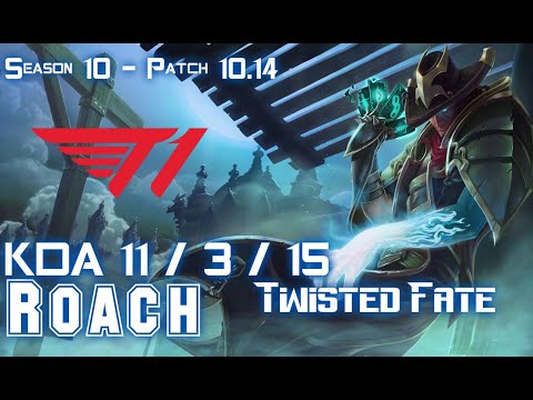 T1 Roach TWISTED FATE vs KOG'MAW Mid - Patch 10.14 KR Ranked