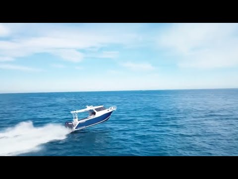 Razerline Olympian Kimberley Special chasing down drone on sea trial.