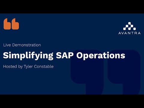 Avantra Live Demo - Simplifying your SAP Operations
