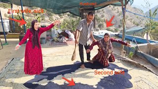 The husband plans to make the second wife work and clean her house in the absence of the first wife.