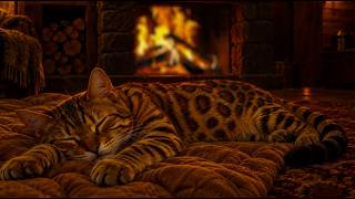 Fall Asleep in Just 5 Minutes 🐈 ASMR Cat Purring 🔥 Crackling Fireplace Sounds for a Relaxing Night